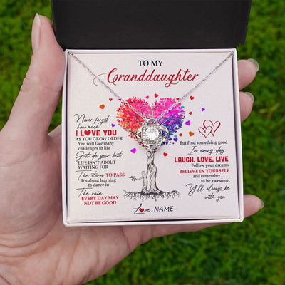 Love Knot Necklace | Personalized To My Granddaughter Necklace From Grandma Colorful Tree Never Forget I Love You Granddaughter Birthday Christmas Customized Gift Box Message Card | teecentury