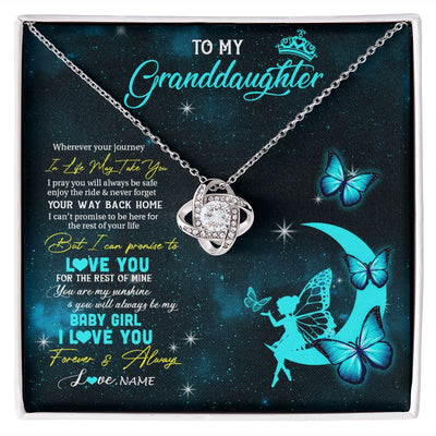 Love Knot Necklace | Personalized To My Granddaughter Necklace From Grandma Fairy Silhouette Fantasy Moon Granddaughter Birthday Christmas Customized Gift Box Message Card | teecentury