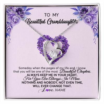 Forever Love Necklace | Personalized To My Granddaughter Necklace From Grandma Flower Flower Always Keep Me In Your Heart Granddaughter Birthday Customized Gift Box Message Card | teecentury