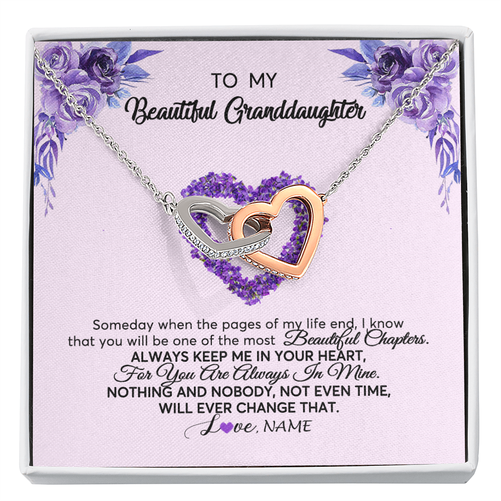 Interlocking Hearts Necklace | Personalized To My Granddaughter Necklace From Grandma Flower Flower Always Keep Me In Your Heart Granddaughter Birthday Customized Gift Box Message Card | teecentury