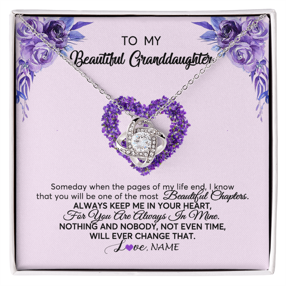 Love Knot Necklace | Personalized To My Granddaughter Necklace From Grandma Flower Flower Always Keep Me In Your Heart Granddaughter Birthday Customized Gift Box Message Card | teecentury