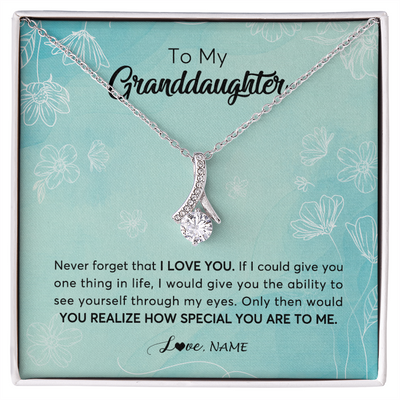 Alluring Beauty Necklace | Personalized To My Granddaughter Necklace From Grandma Flower Never Forget I Love You Granddaughter Jewelry Graduation Birthday Customized Gift Box Message Card | teecentury