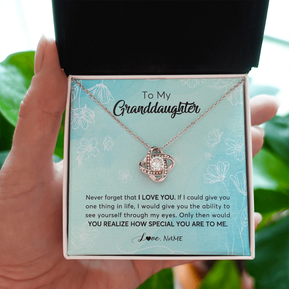 Love Knot Necklace | Personalized To My Granddaughter Necklace From Grandma Flower Never Forget I Love You Granddaughter Jewelry Graduation Birthday Customized Gift Box Message Card | teecentury
