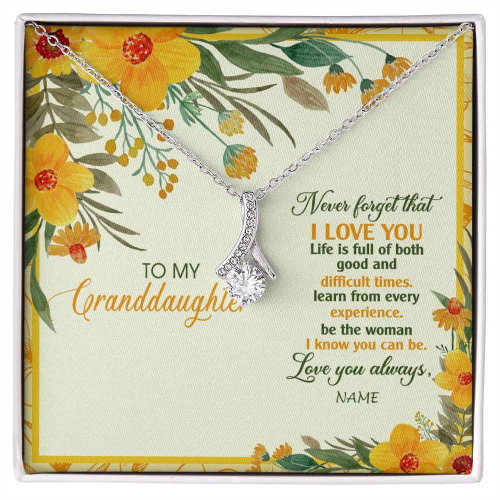 Alluring Beauty Necklace | Personalized To My Granddaughter Necklace From Grandma Flower Never Forget That I Love You Granddaughter Birthday Christmas Customized Gift Box Message Card | teecentury