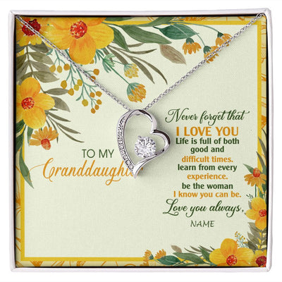Forever Love Necklace | Personalized To My Granddaughter Necklace From Grandma Flower Never Forget That I Love You Granddaughter Birthday Christmas Customized Gift Box Message Card | teecentury