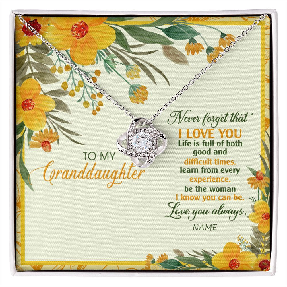 Love Knot Necklace | Personalized To My Granddaughter Necklace From Grandma Flower Never Forget That I Love You Granddaughter Birthday Christmas Customized Gift Box Message Card | teecentury