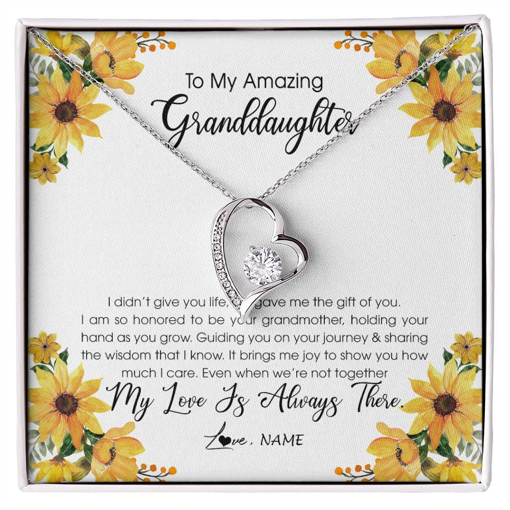Forever Love Necklace | Personalized To My Granddaughter Necklace From Grandma Grandmother My Love Is Always There Granddaughter Birthday Christmas Customized Gift Box Message Card | teecentury