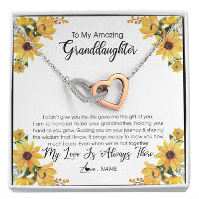 Interlocking Hearts Necklace | Personalized To My Granddaughter Necklace From Grandma Grandmother My Love Is Always There Granddaughter Birthday Christmas Customized Gift Box Message Card | teecentury