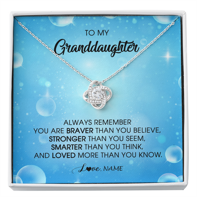 Love Knot Necklace | Personalized To My Granddaughter Necklace From Grandma Grandpa Always Remember You Are Braver Granddaughter Jewelry Birthday Christmas Customized Message Card | teecentury