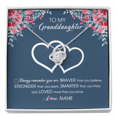 Love Knot Necklace | Personalized To My Granddaughter Necklace From Grandma Grandpa Braver Stronger Smarter Loved Granddaughter Jewelry Birthday Christmas Customized Message Card | teecentury