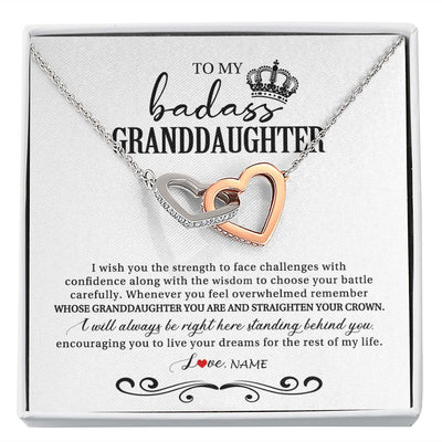 Interlocking Hearts Necklace | Personalized To My Granddaughter Necklace From Grandma Grandpa Nana Wish You The Strength Granddaughter Birthday Christmas Customized Gift Box Message Card | teecentury