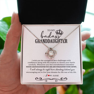 Love Knot Necklace | Personalized To My Granddaughter Necklace From Grandma Grandpa Nana Wish You The Strength Granddaughter Birthday Christmas Customized Gift Box Message Card | teecentury