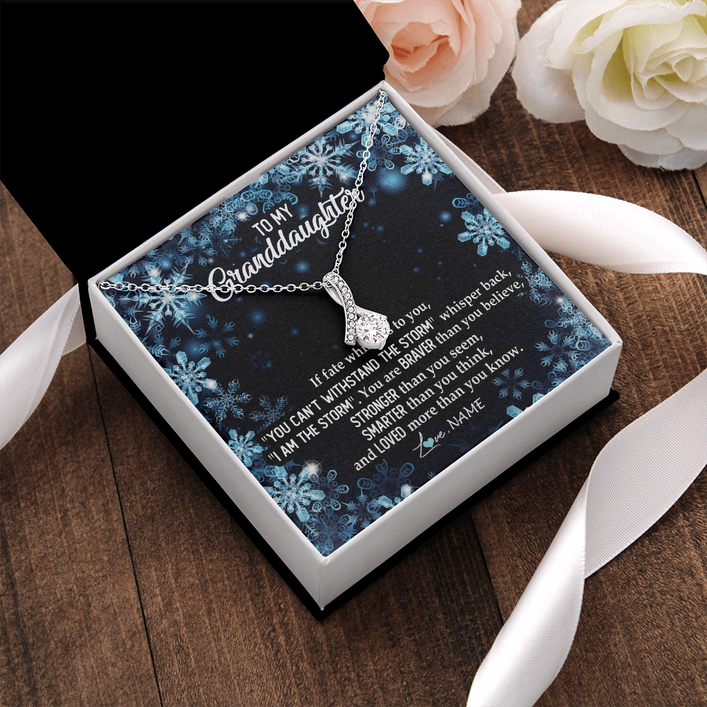 Alluring Beauty Necklace | Personalized To My Granddaughter Necklace From Grandma Grandpa Whisper Back I Am The Storm Granddaughter Jewelry Birthday Christmas Customized Message Card | teecentury