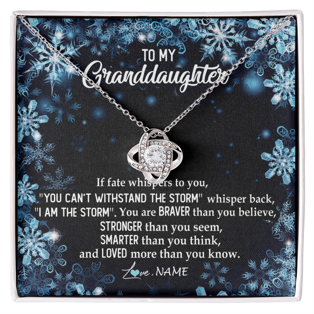 Love Knot Necklace | Personalized To My Granddaughter Necklace From Grandma Grandpa Whisper Back I Am The Storm Granddaughter Jewelry Birthday Christmas Customized Message Card | teecentury