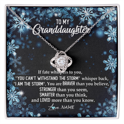 Love Knot Necklace | Personalized To My Granddaughter Necklace From Grandma Grandpa Whisper Back I Am The Storm Granddaughter Jewelry Birthday Christmas Customized Message Card | teecentury