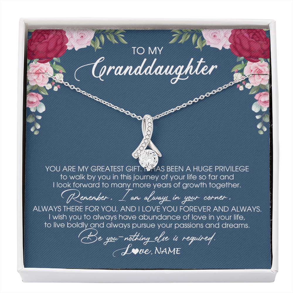 Alluring Beauty Necklace | Personalized To My Granddaughter Necklace From Grandma Grandpa You Are My Greatest Gift Granddaughter Birthday Customized Jewelry Gift Box Message Card | teecentury