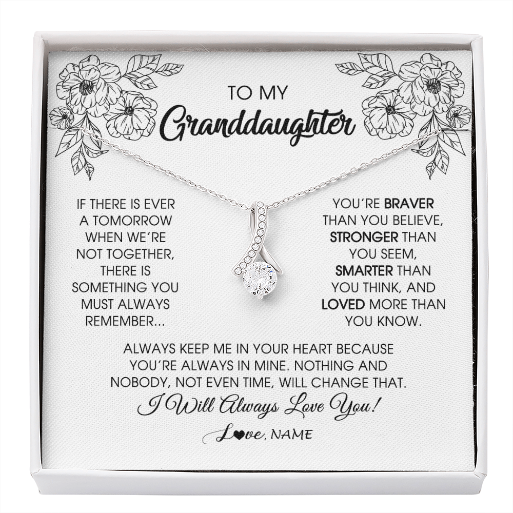 Alluring Beauty Necklace | Personalized To My Granddaughter Necklace From Grandma Grandpa You're Braver Stronger Smarter Granddaughter Birthday Customized Jewelry Gift Box Message Card | teecentury