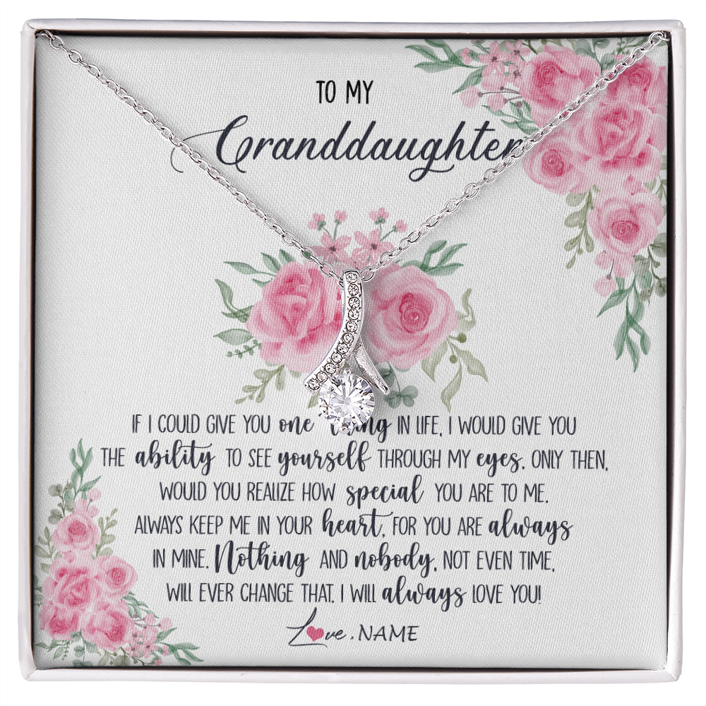 Alluring Beauty Necklace | Personalized To My Granddaughter Necklace From Grandma I Will Always Love You Granddaughter Birthday Christmas Pendant Jewelry Customized Gift Box Message Card | teecentury