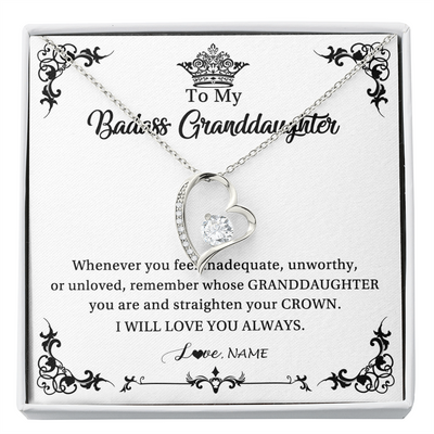 Forever Love Necklace | Personalized To My Granddaughter Necklace From Grandma I Will Love You Always Granddaughter Jewelry Birthday Christmas Customized Message Card | teecentury