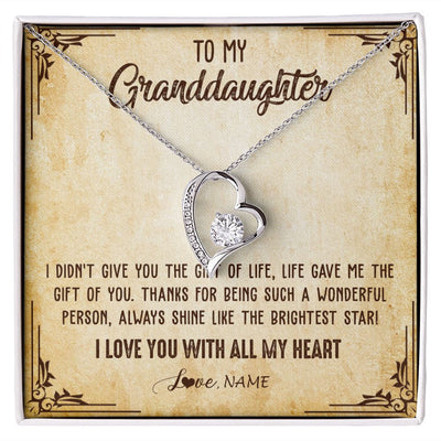 Forever Love Necklace | Personalized To My Granddaughter Necklace From Grandma Nana I Love You With All My Heart Granddaughter Birthday Christmas Customized Gift Box Message Card | teecentury