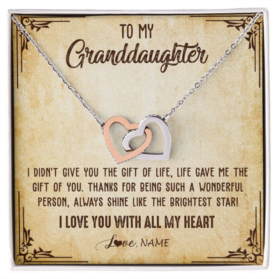 Interlocking Hearts Necklace | Personalized To My Granddaughter Necklace From Grandma Nana I Love You With All My Heart Granddaughter Birthday Christmas Customized Gift Box Message Card | teecentury