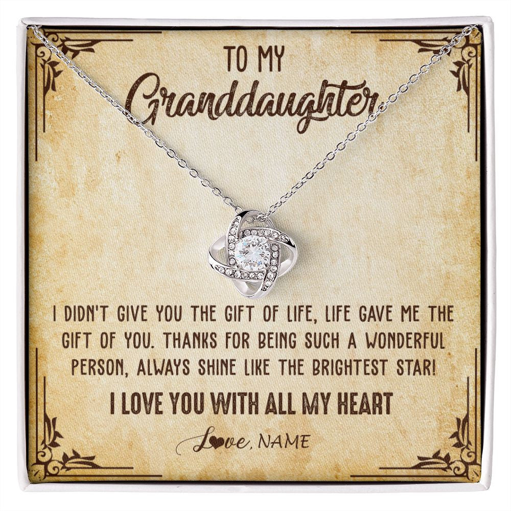 Love Knot Necklace | Personalized To My Granddaughter Necklace From Grandma Nana I Love You With All My Heart Granddaughter Birthday Christmas Customized Gift Box Message Card | teecentury