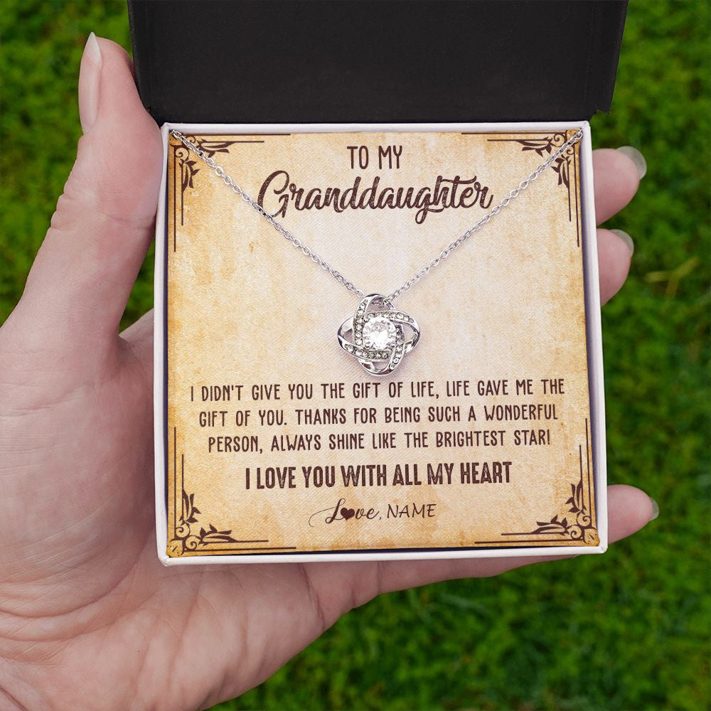 Love Knot Necklace | Personalized To My Granddaughter Necklace From Grandma Nana I Love You With All My Heart Granddaughter Birthday Christmas Customized Gift Box Message Card | teecentury