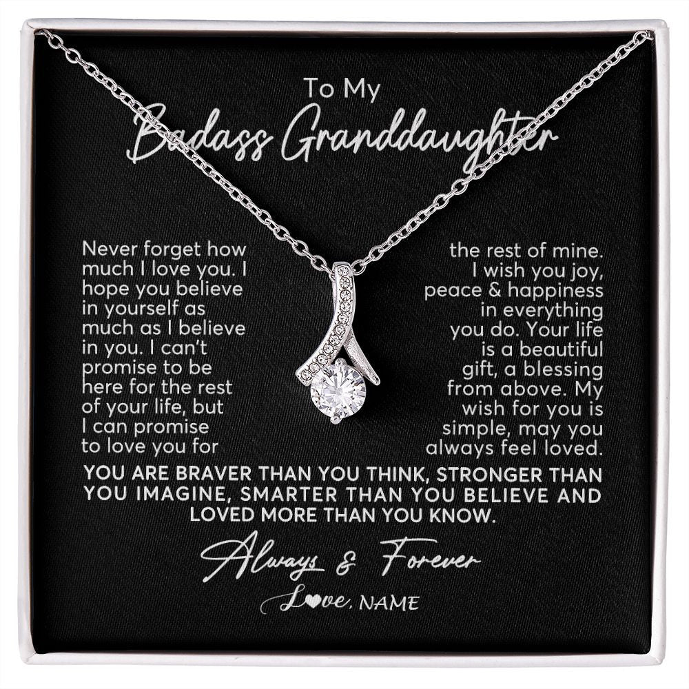 Alluring Beauty Necklace | Personalized To My Granddaughter Necklace From Grandma Nana Never Forget How Much I Love You Granddaughter Birthday Christmas Customized Gift Box Message Card | teecentury