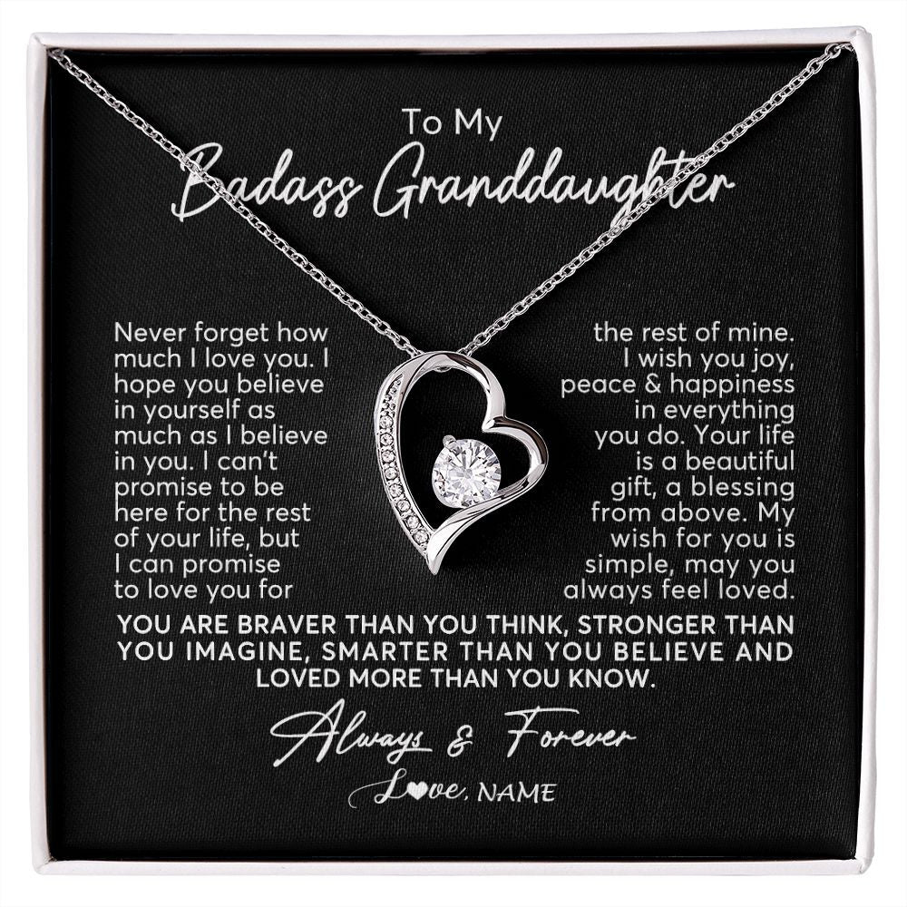 Forever Love Necklace | Personalized To My Granddaughter Necklace From Grandma Nana Never Forget How Much I Love You Granddaughter Birthday Christmas Customized Gift Box Message Card | teecentury