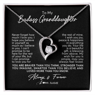 Forever Love Necklace | Personalized To My Granddaughter Necklace From Grandma Nana Never Forget How Much I Love You Granddaughter Birthday Christmas Customized Gift Box Message Card | teecentury