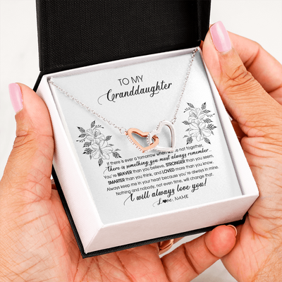 Interlocking Hearts Necklace | Personalized To My Granddaughter Necklace From Grandma Nana Papa Not Even Time Floral Granddaughter Graduation Birthday Customized Message Card | teecentury