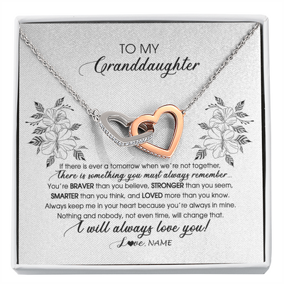 Interlocking Hearts Necklace | Personalized To My Granddaughter Necklace From Grandma Nana Papa Not Even Time Floral Granddaughter Graduation Birthday Customized Message Card | teecentury