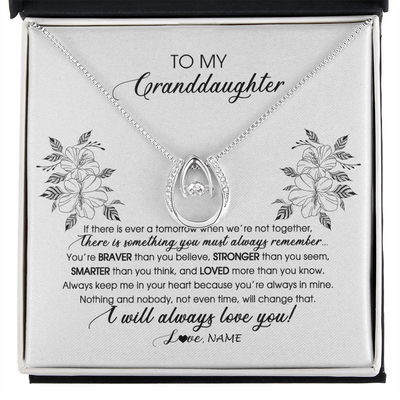 Lucky In Love Necklace | Personalized To My Granddaughter Necklace From Grandma Nana Papa Not Even Time Floral Granddaughter Graduation Birthday Customized Message Card | teecentury