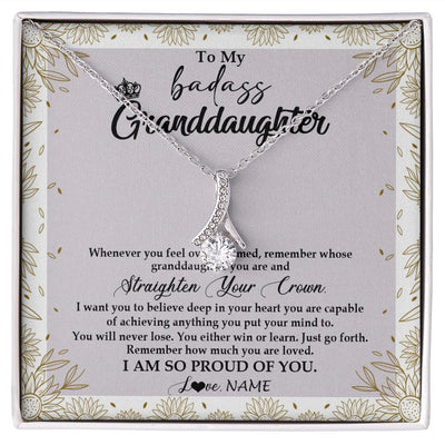 Alluring Beauty Necklace | Personalized To My Granddaughter Necklace From Grandma Nana Straighten Your Crown Granddaughter Birthday Graduation Christmas Customized Gift Box Message Card | teecentury