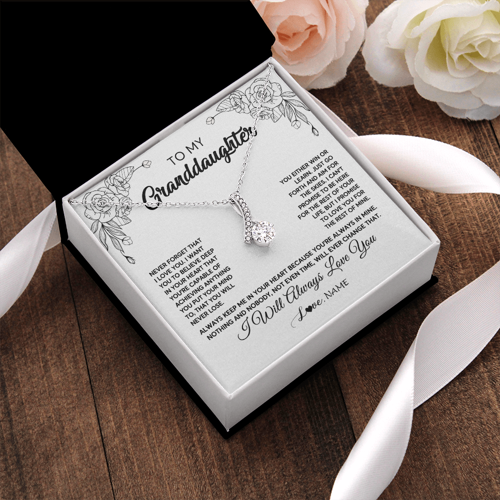 Alluring Beauty Necklace | Personalized To My Granddaughter Necklace From Grandma Never Forget That I Love You Granddaughter Birthday Christmas Jewelry Customized Gift Box Message Card | teecentury