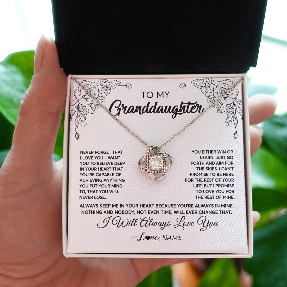 Love Knot Necklace | Personalized To My Granddaughter Necklace From Grandma Never Forget That I Love You Granddaughter Birthday Christmas Jewelry Customized Gift Box Message Card | teecentury