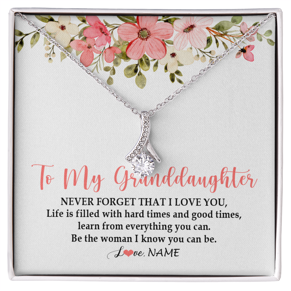 Alluring Beauty Necklace | Personalized To My Granddaughter Necklace From Grandma Never Forget That I Love You Granddaughter Jewelry Birthday Christmas Customized Gift Box Message Card | teecentury