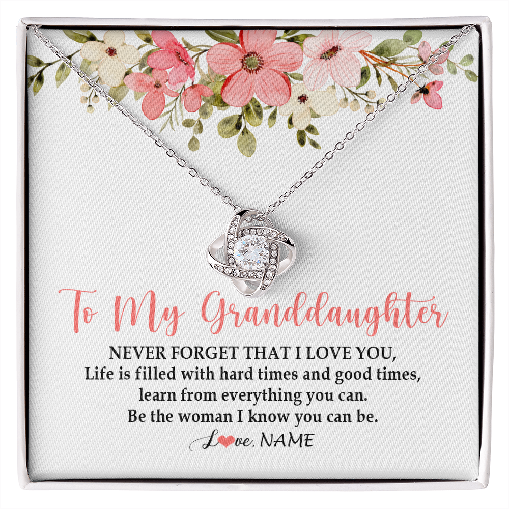 Love Knot Necklace | Personalized To My Granddaughter Necklace From Grandma Never Forget That I Love You Granddaughter Jewelry Birthday Christmas Customized Gift Box Message Card | teecentury