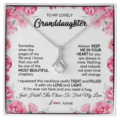 Alluring Beauty Necklace | Personalized To My Granddaughter Necklace From Grandma Papa Always Keep Me in Your Heart Granddaughter Birthday Christmas Customized Gift Box Message Card | teecentury