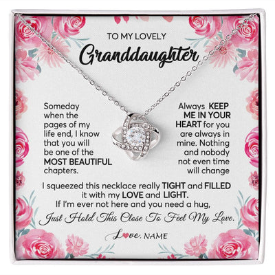 Love Knot Necklace | Personalized To My Granddaughter Necklace From Grandma Papa Always Keep Me in Your Heart Granddaughter Birthday Christmas Customized Gift Box Message Card | teecentury