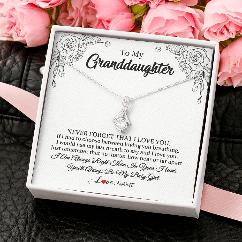 Alluring Beauty Necklace | Personalized To My Granddaughter Necklace From Grandma Pops Never Forget That I Love You Granddaughter Birthday Christmas Customized Gift Box Message Card | teecentury