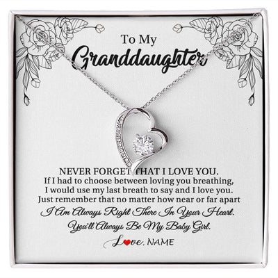 Forever Love Necklace | Personalized To My Granddaughter Necklace From Grandma Pops Never Forget That I Love You Granddaughter Birthday Christmas Customized Gift Box Message Card | teecentury