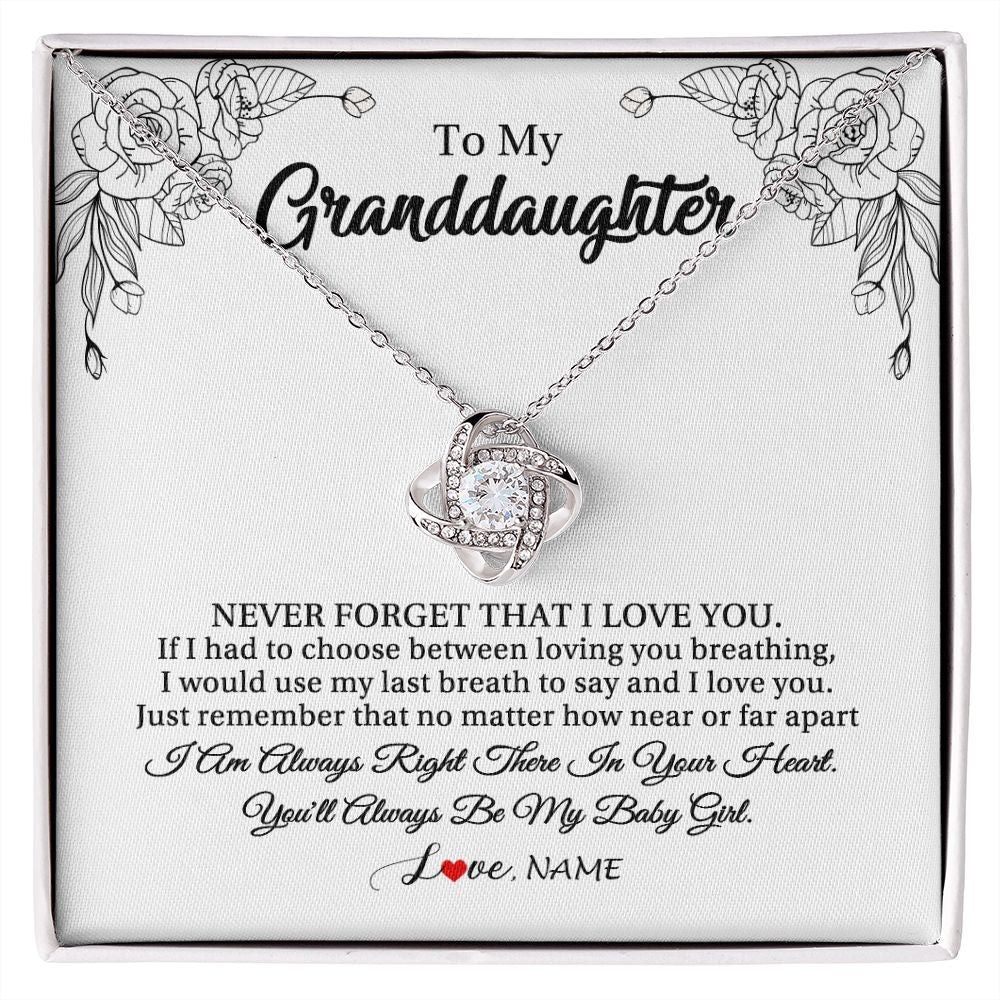 Love Knot Necklace | Personalized To My Granddaughter Necklace From Grandma Pops Never Forget That I Love You Granddaughter Birthday Christmas Customized Gift Box Message Card | teecentury
