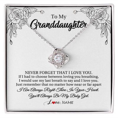 Love Knot Necklace | Personalized To My Granddaughter Necklace From Grandma Pops Never Forget That I Love You Granddaughter Birthday Christmas Customized Gift Box Message Card | teecentury