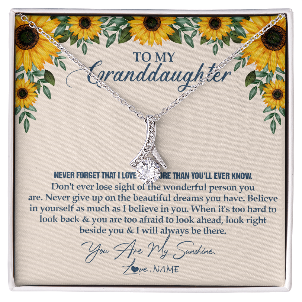 Alluring Beauty Necklace | Personalized To My Granddaughter Necklace From Grandma Sunflower You Are My Sunshine Granddaughter Jewelry Graduation Birthday Customized Gift Box Message Card | teecentury