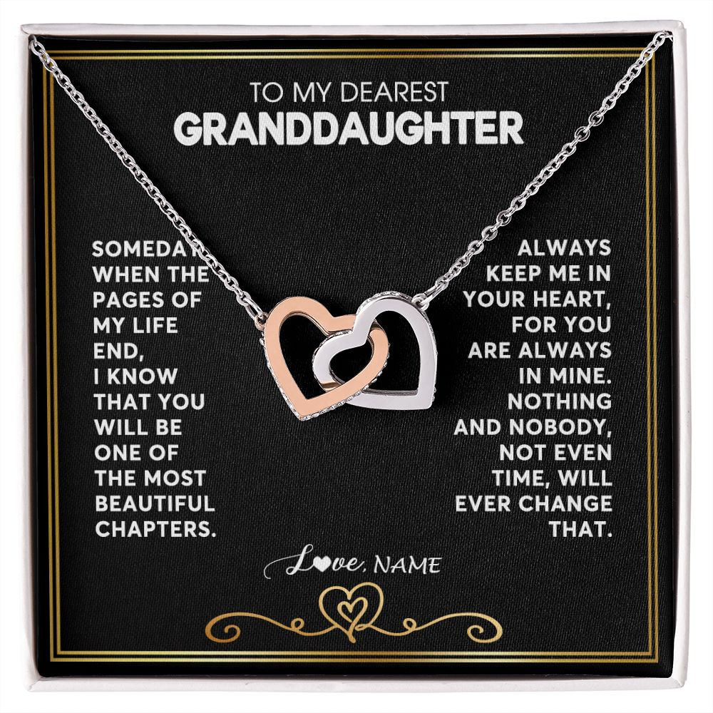 Interlocking Hearts Necklace | Personalized To My Granddaughter Necklace From Grandmother Papa When The Pages Of My Life End Granddaughter Birthday Christmas Customized Gift Box Message Card Shirt & Hoodie | teecentury