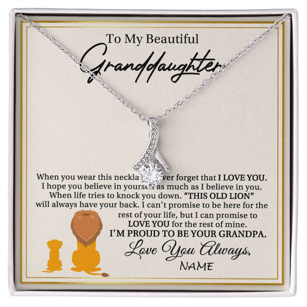 Alluring Beauty Necklace | Personalized To My Granddaughter Necklace From Grandpa I'M Proud To Be Your Grandpa Lion Granddaughter Birthday Christmas Customized Gift Box Message Card | teecentury