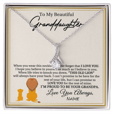 Alluring Beauty Necklace | Personalized To My Granddaughter Necklace From Grandpa I'M Proud To Be Your Grandpa Lion Granddaughter Birthday Christmas Customized Gift Box Message Card | teecentury