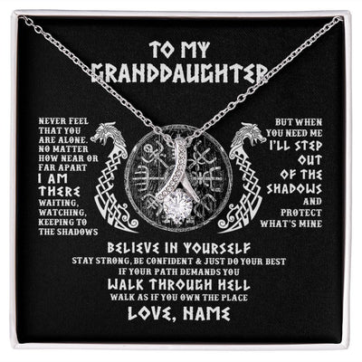 Alluring Beauty Necklace | Personalized To My Granddaughter Necklace Viking Never Feel You Are Alone Odin Scandinavian Norse Runes Birthday Christmas Customized Gift Box Message Card | teecentury