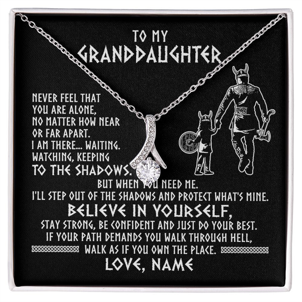Alluring Beauty Necklace | Personalized To My Granddaughter Necklace Viking Never Feel You Are Alone Scandinavian Runes Viking Birthday Christmas Customized Gift Box Message Card | teecentury